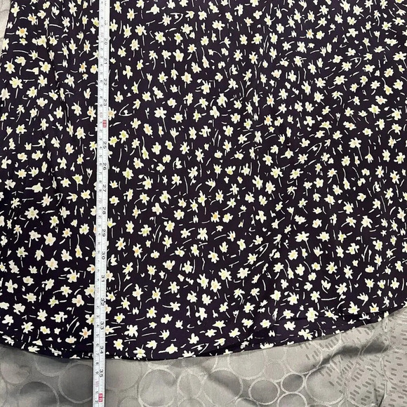 Madewell Drawstring Midi Slip Skirt Sweet Floral‎ Print Size 16 Navy Blue Comfy - Picture 10 of 10
